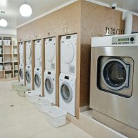 Washing machines in the self service laundry.